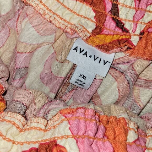Ava & Viv Women’s High-Waist Pull On Linen blend Retro Shorts XXL NWT - Picture 5 of 5